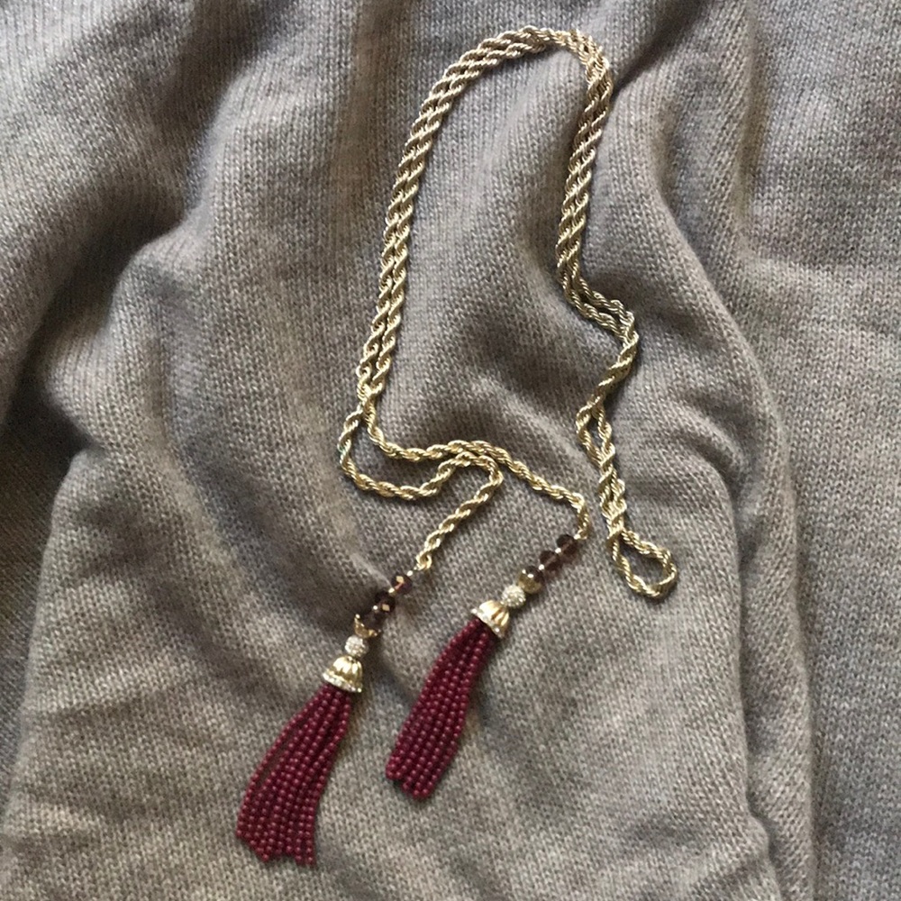 NEW! Never Worn! Gold braided tassel necklace